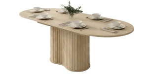 Ausziehbarer Esstisch Esszimmertisch MIZU 180-220 cm Cremona Eiche, Lamellen