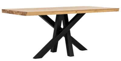 Massivholz Esstisch SENSO Eiche 6 cm Platte Industrial Holztisch Ausziehbar