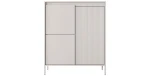 Highboard SENSO 103 cm Beige, Moderne Kommode mit 3 Türen, Riffeloptik, Push-to-Open