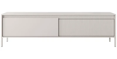XXL TV-Lowboard Fernsehtisch SENSO 187 cm Beige, Riffeloptik, Push-to-Open, Modern