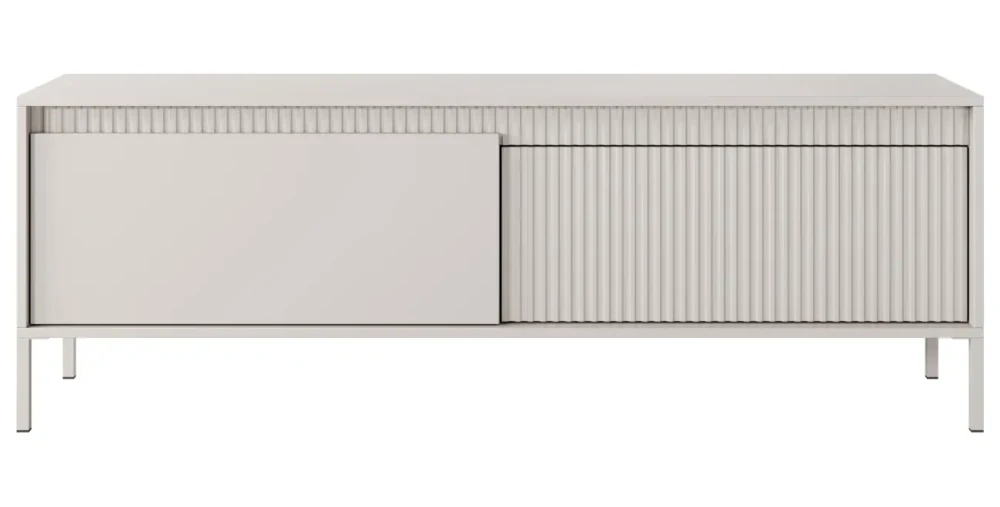TV-Lowboard Fernsehtisch SENSO 153 cm Beige, Riffeloptik, Push-to-Open, Modern