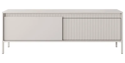 TV-Lowboard Fernsehtisch SENSO 153 cm Beige, Riffeloptik, Push-to-Open, Modern