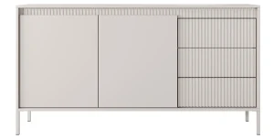 Kommode Sideboard SENSO 153 cm Beige, Riffeloptik, Push-to-Open, Modern