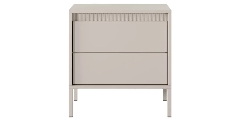 Nachttisch Nachtkonsole SENSO 53 cm Beige, mit Schublade, Riffeloptik