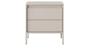 Nachttisch Nachtkonsole SENSO 53 cm Beige, mit Schublade, Riffeloptik