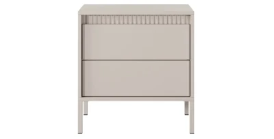 Nachttisch Nachtkonsole SENSO 53 cm Beige, mit Schublade, Riffeloptik