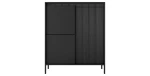 Highboard SENSO 103 cm Schwarz, Moderne Kommode mit 3 Türen, Riffeloptik, Push-to-Open
