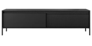 TV-Lowboard Fernsehtisch SENSO 187 cm Schwarz, Riffeloptik, Push-to-Open, Modern