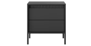 Nachttisch Nachtkonsole SENSO 53 cm Schwarz, mit Schublade, Riffeloptik