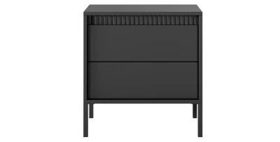 Nachttisch Nachtkonsole SENSO 53 cm Schwarz, mit Schublade, Riffeloptik