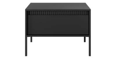 Couchtisch Wohnzimmertisch SENSO 68x68 cm Schwarz, mit Schublade, Riffeloptik