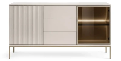 Schubkastenkommode SANTIA 154 cm 2D3S – mit LED-Beleuchtung & Lamellen – Kaschmir