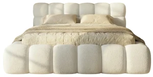 Designer Polsterbett Boston Slim in Bubble-Optik (Bouclé) 200x200 mit Stauraum
