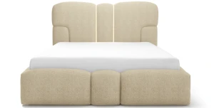 Luxus Polsterbett MONTI 200x200 cm LED-Beleuchtung extra hohes Kopfteil