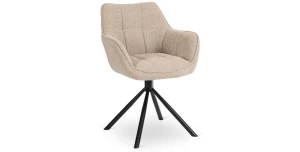 Drehstuhl POLLY Beige Bouclé Esszimmerstuhl 180° Auto-Return Armlehnenstuhl