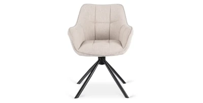 Drehstuhl POLLY Beige Stoff Esszimmerstuhl 180° Auto-Return Armlehnenstuhl