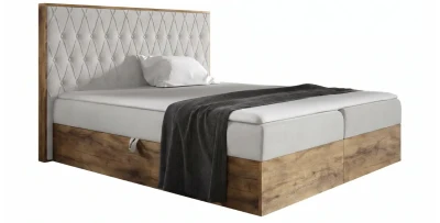Hotelbett WOOD VI 160x200 – Boxspringbett Eiche Wotan inkl. Topper