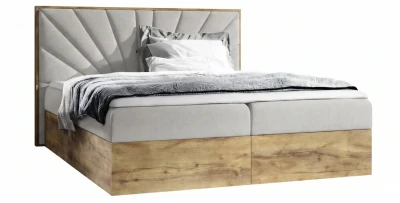 Stauraumbett WOOD VII 140x200 cm – Boxspring Doppelbett Eiche Wotan Optik