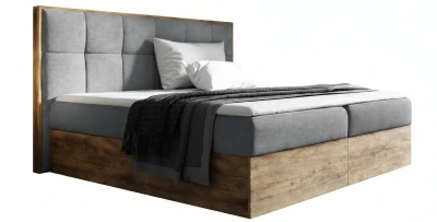 Hotelbett WOOD VIII 160x200 – Boxspringbett Eiche Wotan Optik inkl. Topper