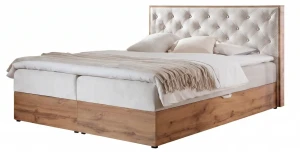 King Size Bett WOOD X 180x200 – Luxus Boxspringbett Eiche Wotan Optik