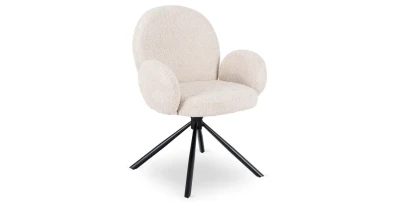 Eleganter Drehstuhl MASI in Beige aus Bouclé – 180° mit Auto-Return