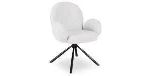 Eleganter Drehstuhl MASI in Grau aus Bouclé – 180° mit Auto-Return