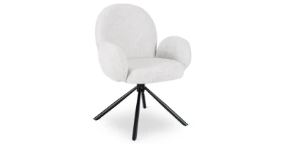 Eleganter Drehstuhl MASI in Grau aus Bouclé – 180° mit Auto-Return