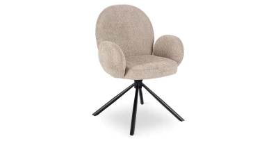 Eleganter Drehstuhl MASI in Braun aus Bouclé – 180° mit Auto-Return
