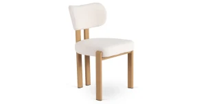 Eleganter Esszimmerstuhl GAJA in Creme-Bouclé – Eichen-Optik