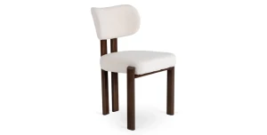 Eleganter Esszimmerstuhl GAJA in Creme-Bouclé – Walnuss-Optik