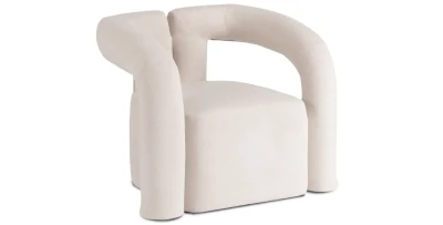 Eleganter Loungesessel BRAZIL in Creme-Bouclé – Goldenes Gestell