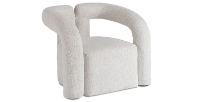Eleganter Loungesessel BRAZIL in Grau-Bouclé – Goldenes Gestell