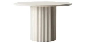 Ausziehbarer Esstisch LAMIA Kaschmir – Lamellen-Design Ø 100/180 cm