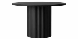 Ausziehbarer Esstisch LAMIA Schwarz – Lamellen-Design Ø 100/180 cm