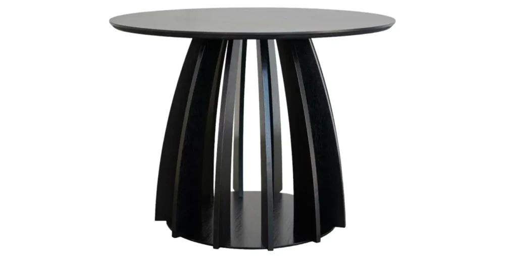 Runder-Esstisch-LUNA-Schwarz-Ø-100-cm–Offenes-Lamellen-Design