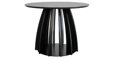 Runder Esstisch LUNA Schwarz Ø 100 cm – Offenes Lamellen-Design