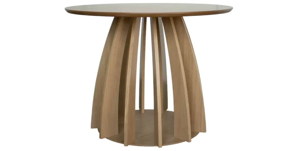Runder-Esstisch-LUNA-Eiche-Ø-100-cm–Skulpturales-Lamellen-Design