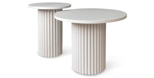 Couchtisch-Set LAMIA Kaschmir Greige – Japandi Lamellentisch