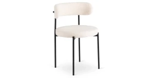 Esszimmerstuhl TALIA Creme Boucle – Polsterstuhl mit schwarzen Beinen, Moderner Teddy-Stoff