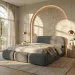 Doppelbett-OHIO-SLIM-160x200-cm-Teddy-Stoff-mit-Metalllattenrost-Stauraum