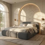 Polsterbett-OHIO-SLIM-180x200- cm-Bouclé-Chunky-Design-mit-Bettkasten