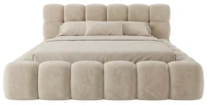 Super King Size Polsterbett BOSTON SLIM 200x200 cm aus Velours-Samt – Familienbett mit hohem Kopfteil