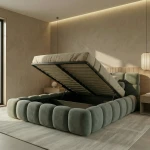 Super-King-Size-Polsterbett-BOSTON-SLIM-200x200--aus-Velours-Samt–Familienbett-mit-hohem-Kopfteil