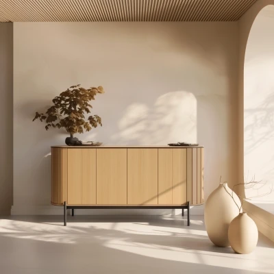 Großes Sideboard ROTTO RT-03 (168 cm) – Eiche Vincenza & Eukalyptus | 4 Türen
