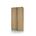 Design-Kleiderschrank-TIVOLI-TI-01-(99 cm)–Torro-Cremona-Eiche-&-Schwarz-mit-Beleuchtung