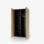 Design-Kleiderschrank-TIVOLI-TI-01-(99 cm)–Torro-Cremona-Eiche-&-Schwarz-mit-Beleuchtung