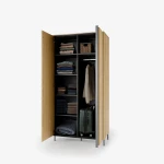 Design-Kleiderschrank-TIVOLI-TI-01-(99 cm)–Torro-Cremona-Eiche-&-Schwarz-mit-Beleuchtung