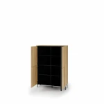 Highboard-Kommode-TIVOLI-TI-03-(99 cm)–Torro-Cremona-Eiche-&-Schwarz-mit-Beleuchtung