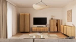 Highboard-Kommode-TIVOLI-TI-03-(99 cm)–Torro-Cremona-Eiche-&-Schwarz-mit-Beleuchtung