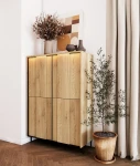 Highboard-Kommode-TIVOLI-TI-03-(99 cm)–Torro-Cremona-Eiche-&-Schwarz-mit-Beleuchtung